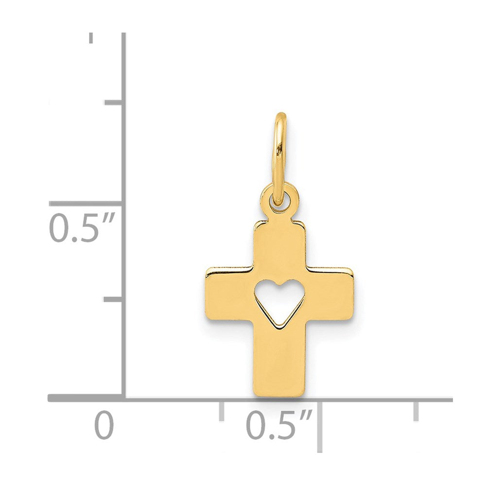 14k Polished Cross with Heart Pendant