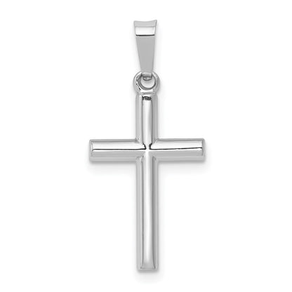 14K White Gold Polished Hollow Latin Cross Pendant