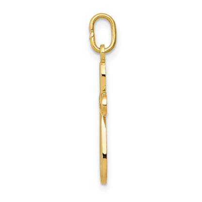 14k Polished Small Ribbon Cross Pendant