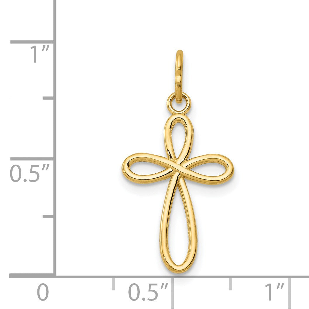 14k Polished Small Ribbon Cross Pendant