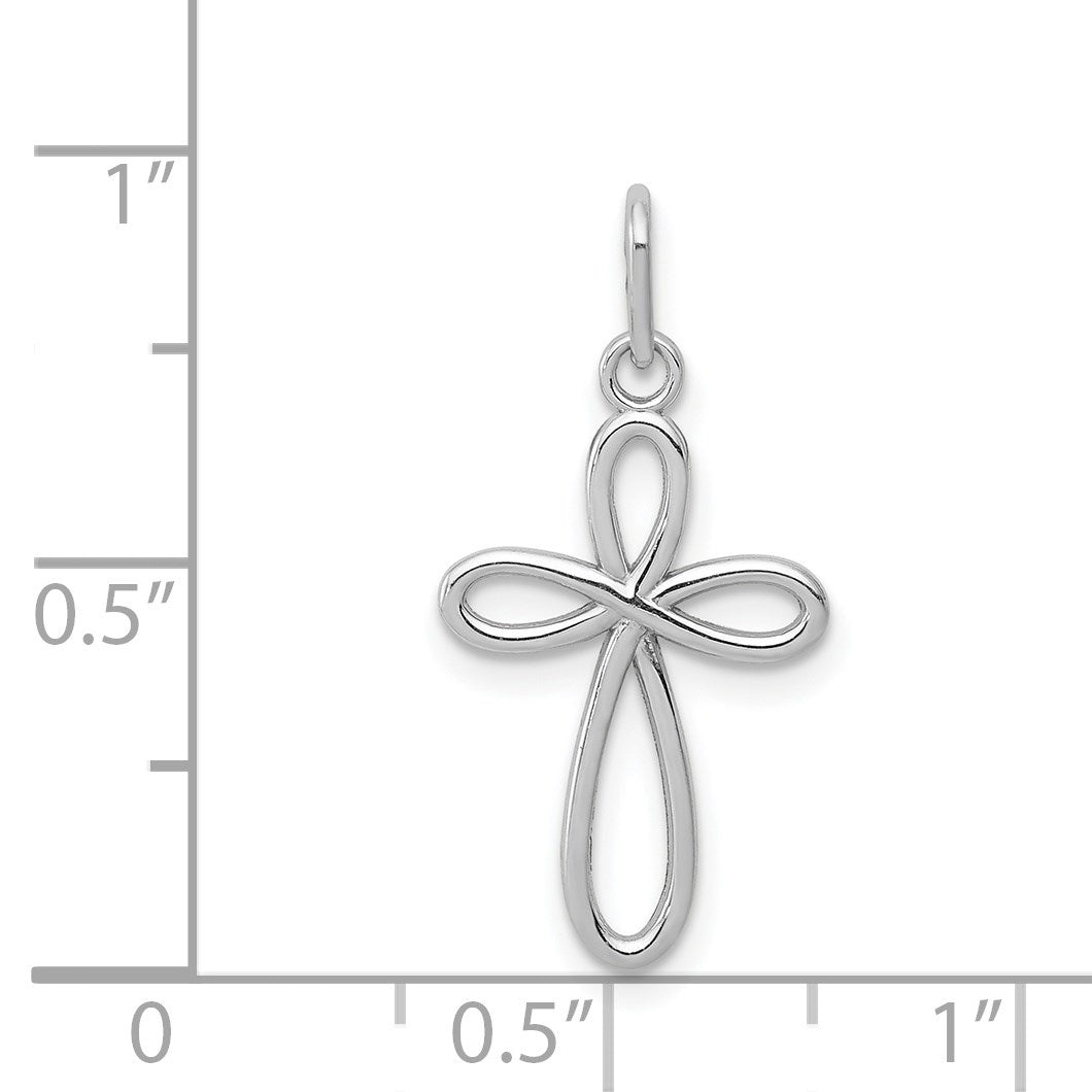 14k White Gold Polished Small Ribbon Cross Pendant