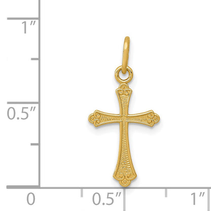 14k Gold Polished Small Cross Pendant