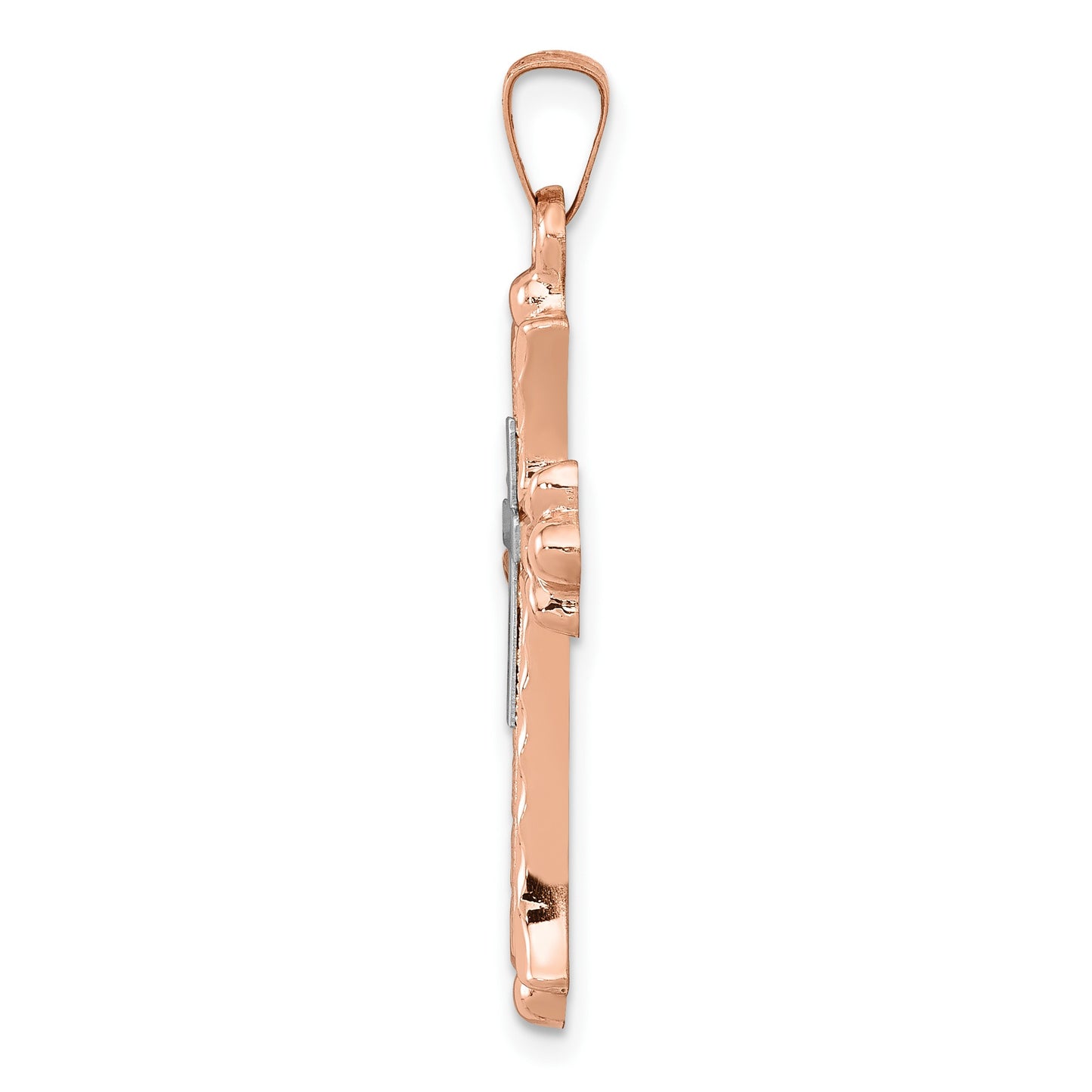 14K Two-Tone Fleur de Lis Cross Pendant