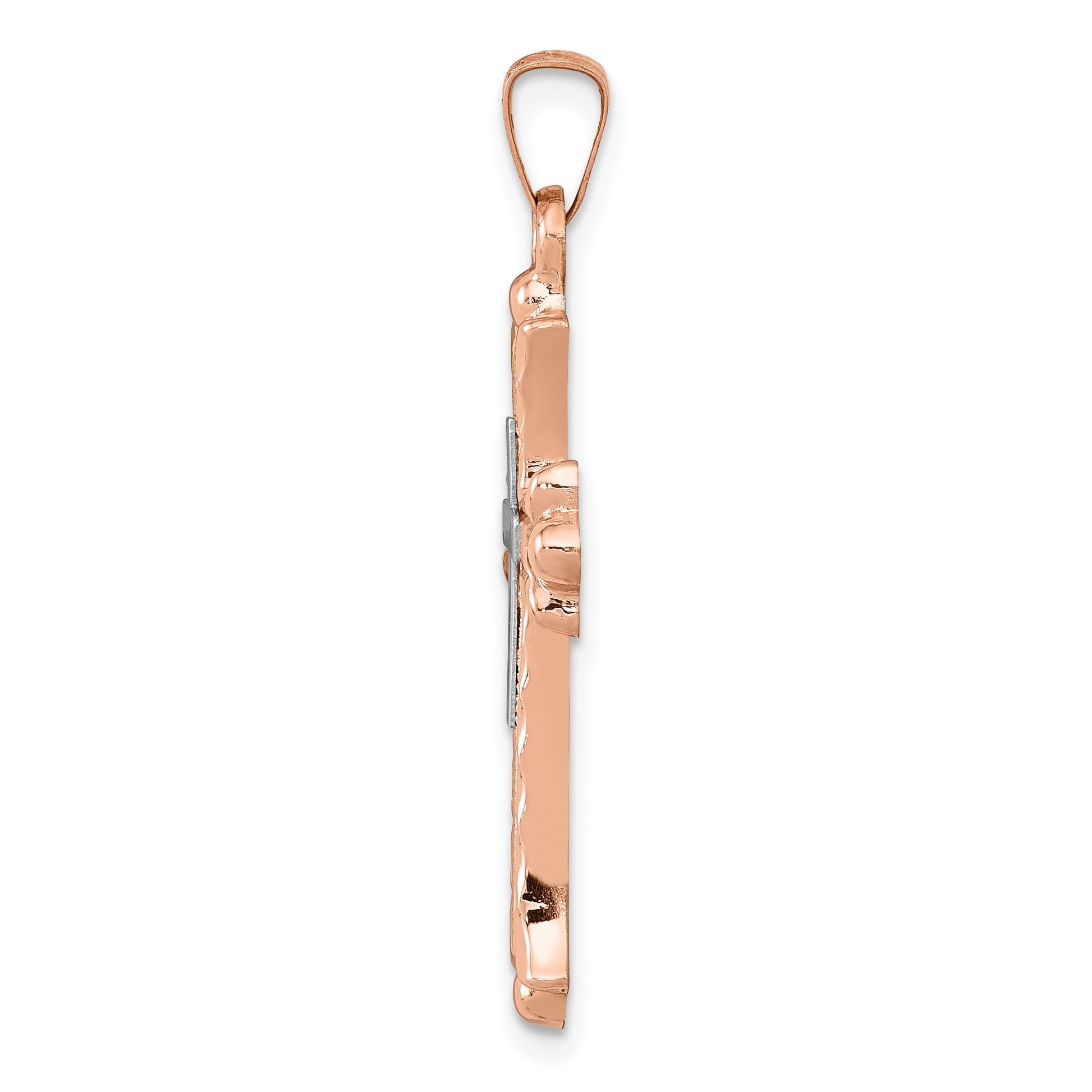 14K Two-Tone Fleur de Lis Cross Pendant