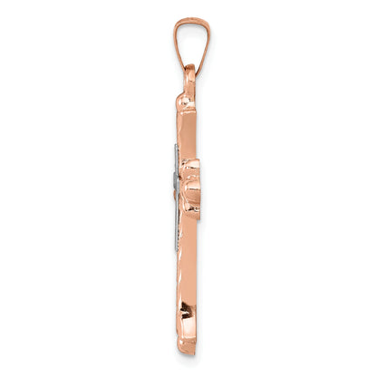 14K Two-Tone Fleur de Lis Cross Pendant