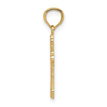 14k Gold Polished Small Budded Cross Charm