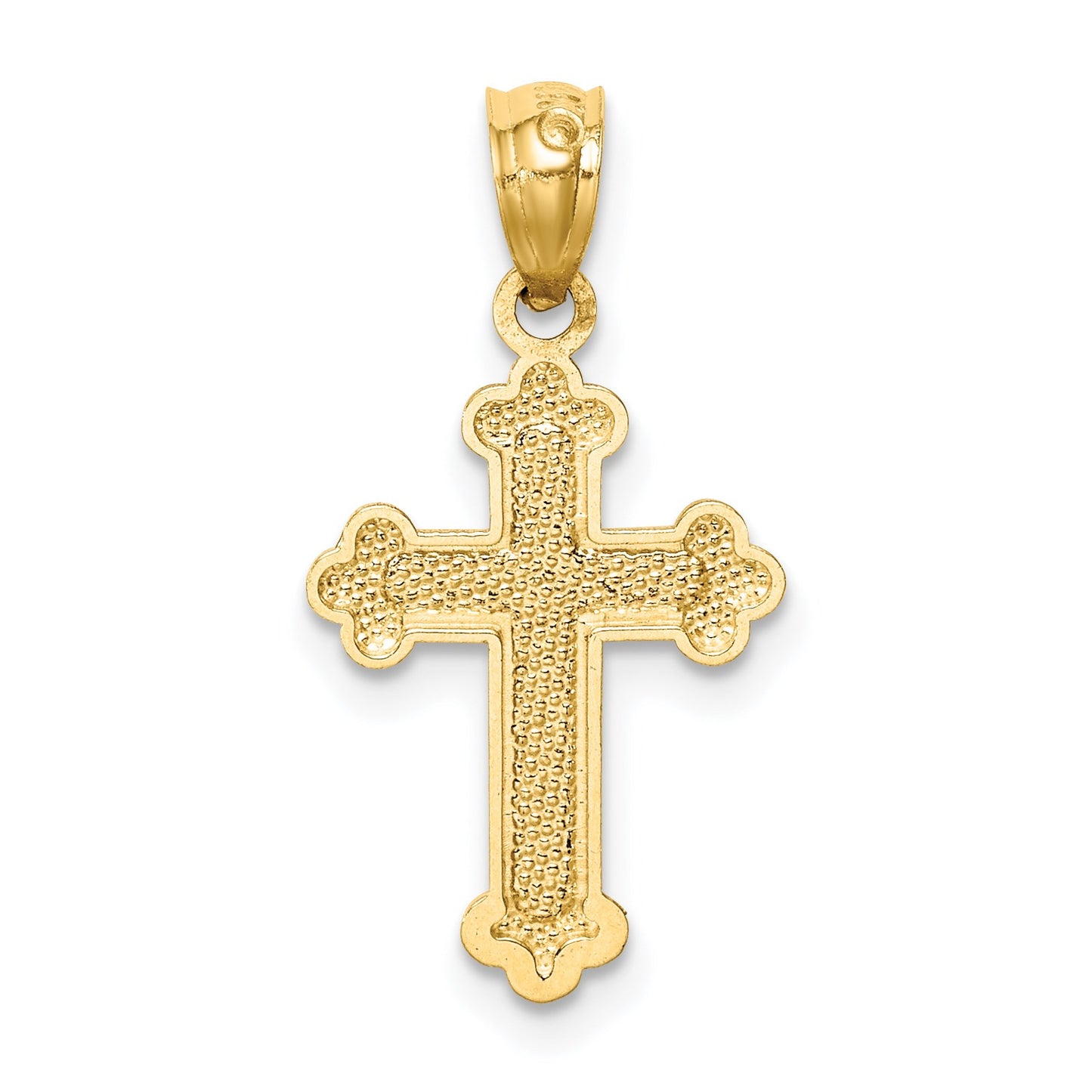 14k Gold Polished Small Budded Cross Charm
