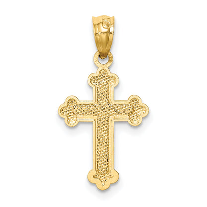 14k Gold Polished Small Budded Cross Charm