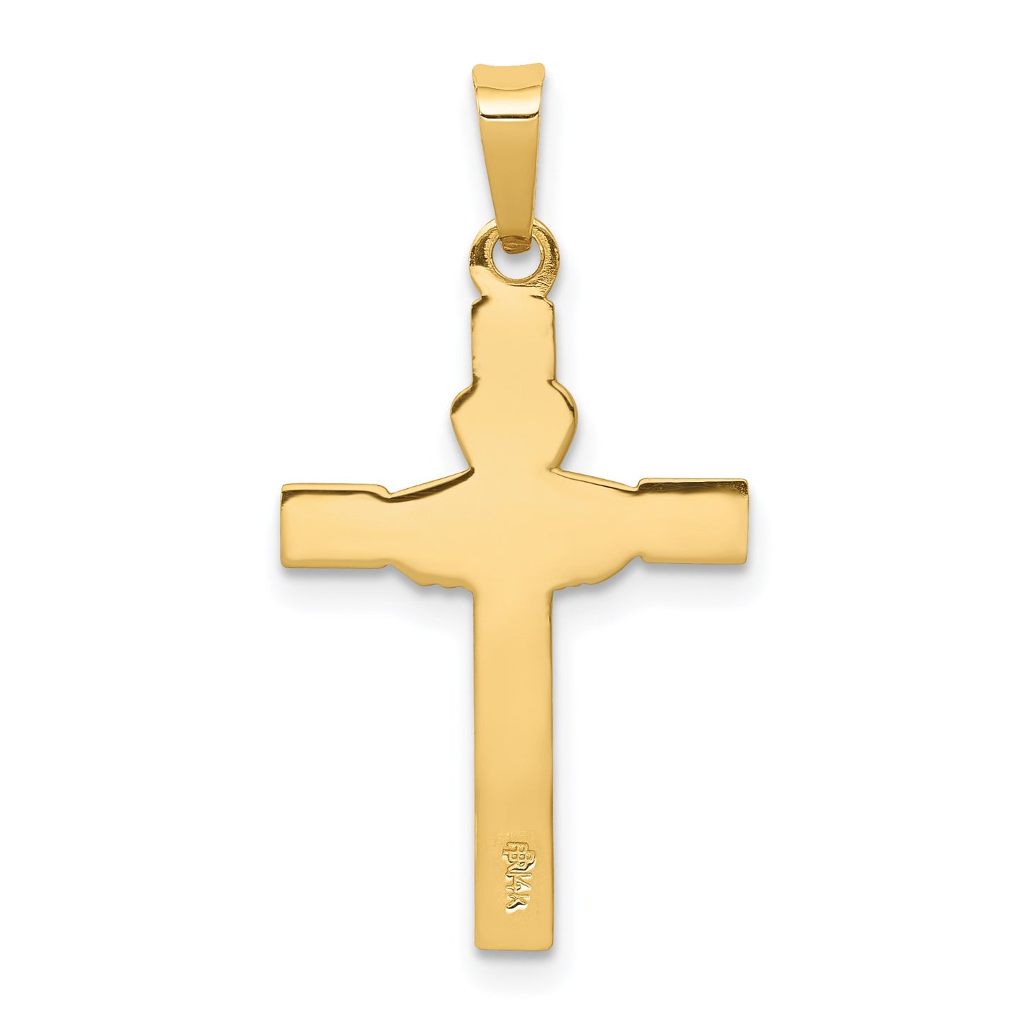 14k and White Rhodium Polished Claddagh Cross Pendant