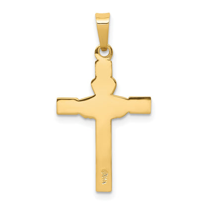 14k and White Rhodium Polished Claddagh Cross Pendant