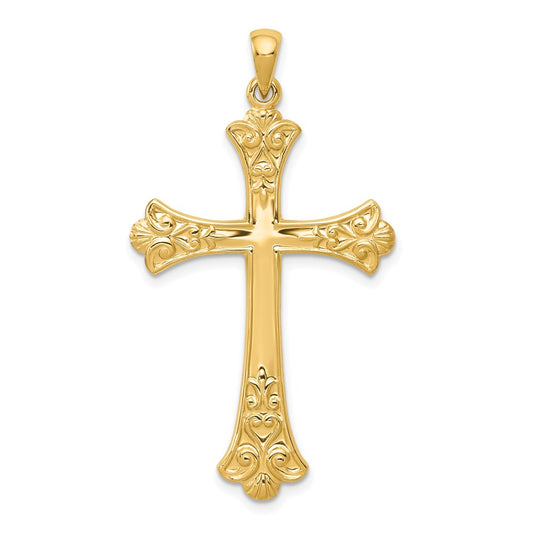 14k Fleur De Lis Cross Pendant