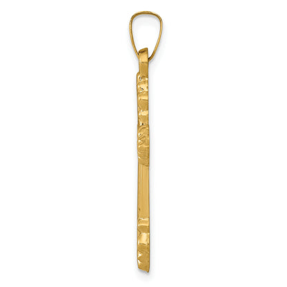 14k Brushed and Polished Fleur de Lis Cross Pendant