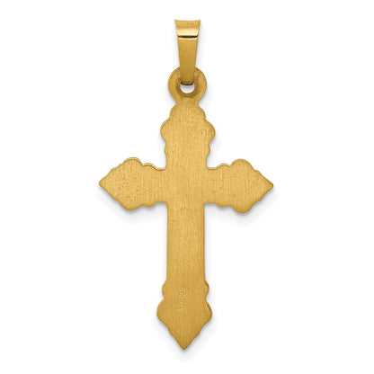 14k Brushed and Polished Fleur de Lis Cross Pendant