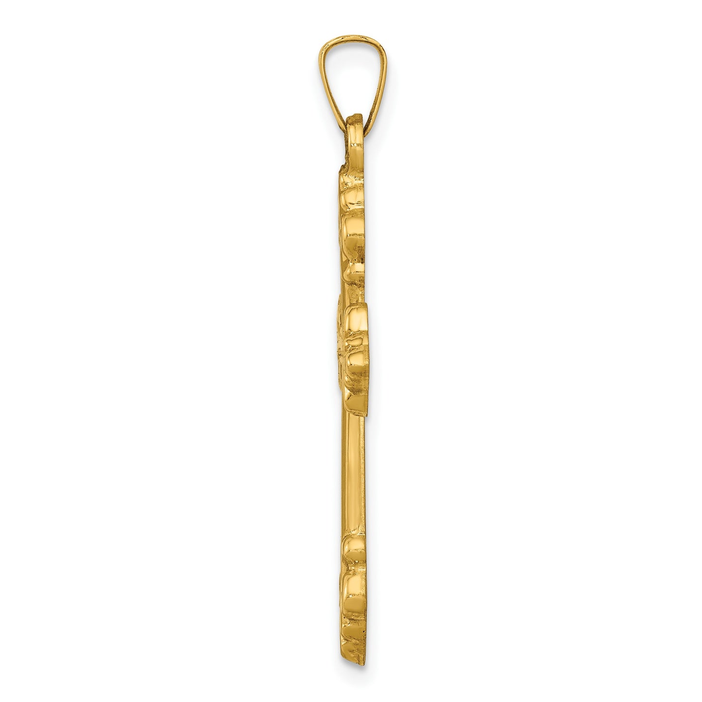 14k Polished Fleur de Lis Cross Pendant