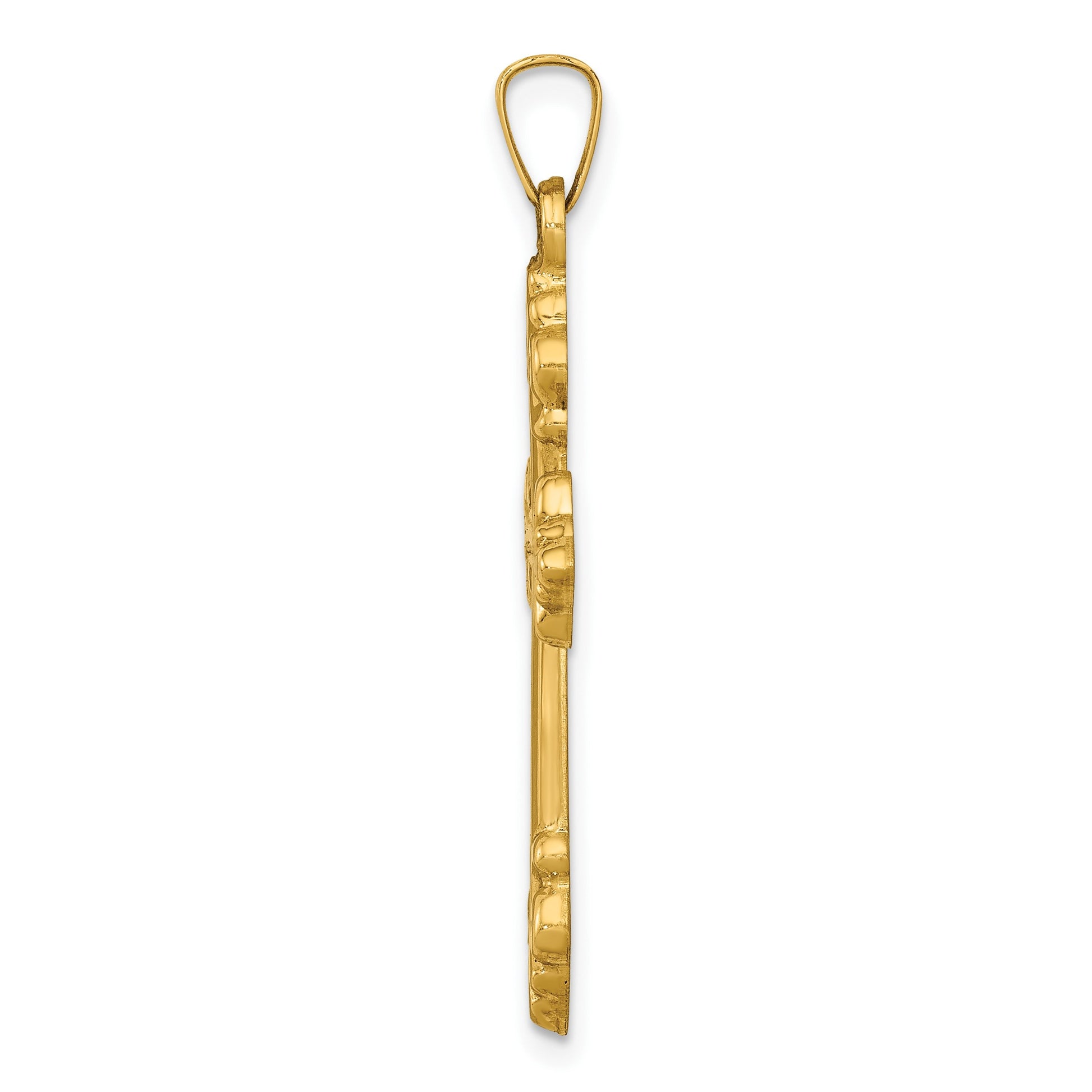 14k Polished Fleur de Lis Cross Pendant