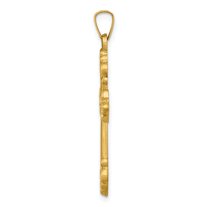 14k Polished Fleur de Lis Cross Pendant
