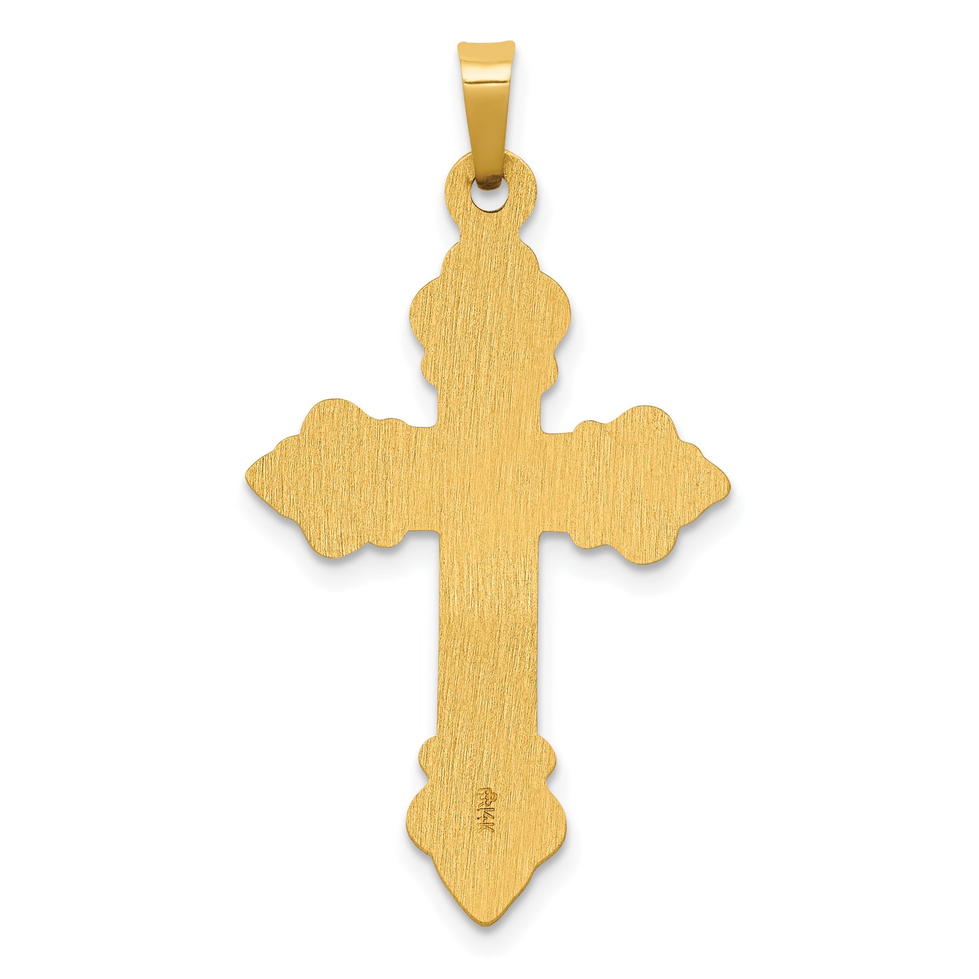 14k Polished Fleur de Lis Cross Pendant