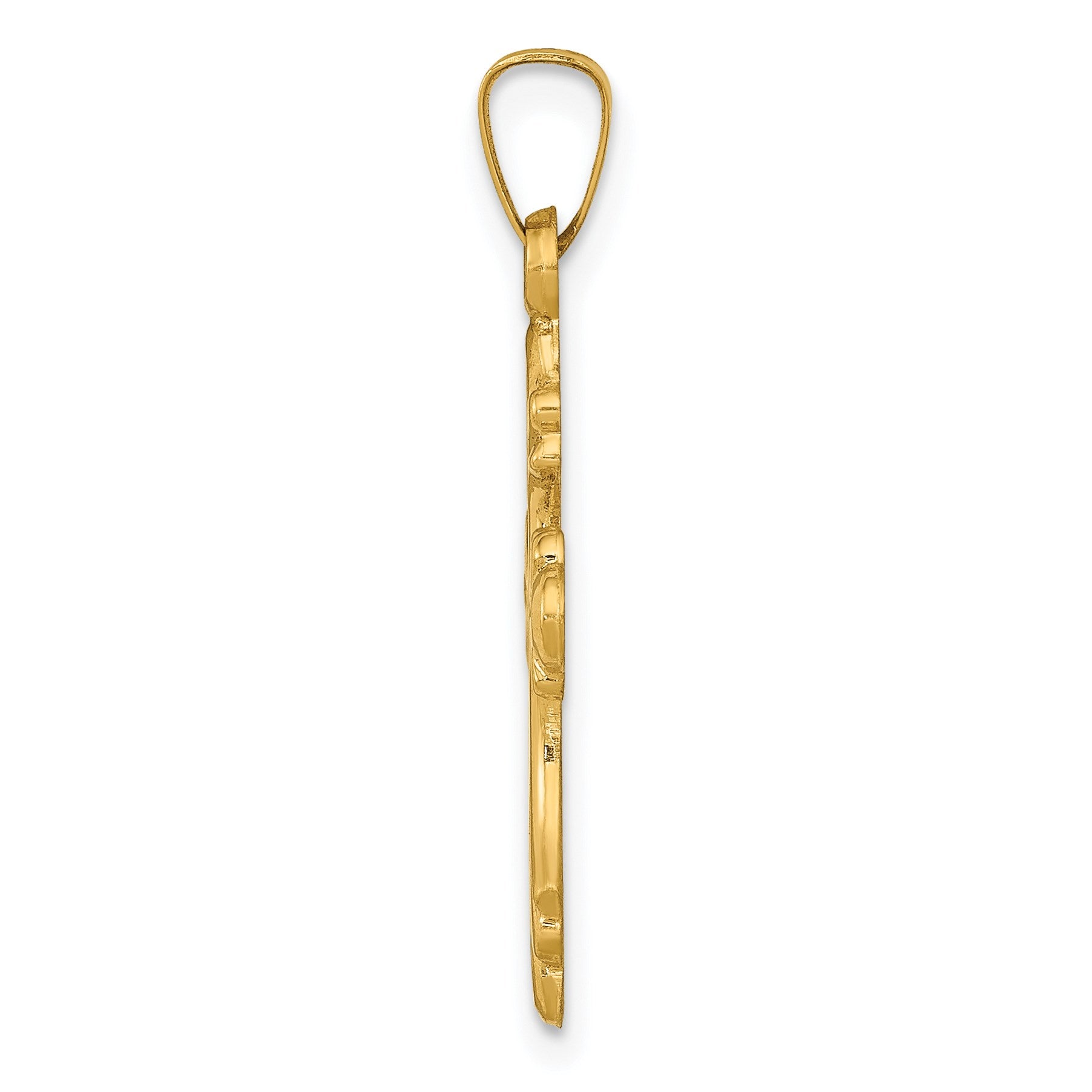 14k Polished Fleur De Lis Cross Pendant