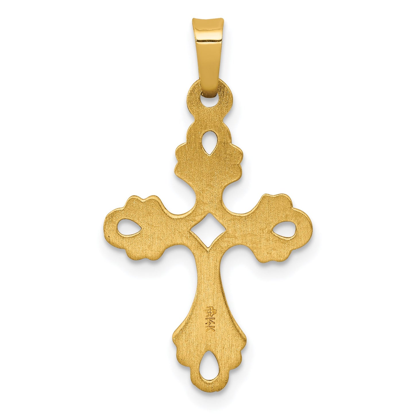 14k Polished Fleur De Lis Cross Pendant