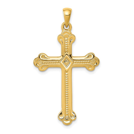 14k Budded Cross Pendant