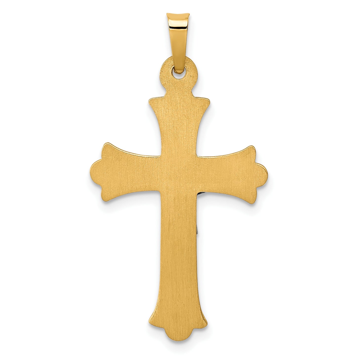14k Two-Tone Textured and Polished INRI Crucifix Cross Pendant