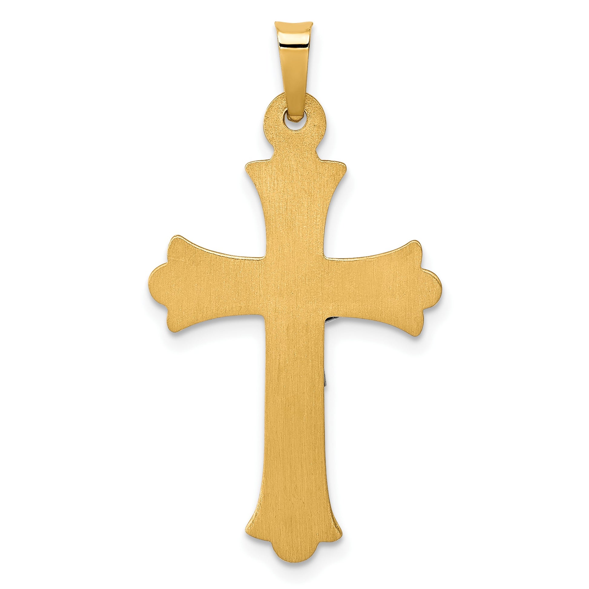 14k Two-Tone Textured and Polished INRI Crucifix Cross Pendant