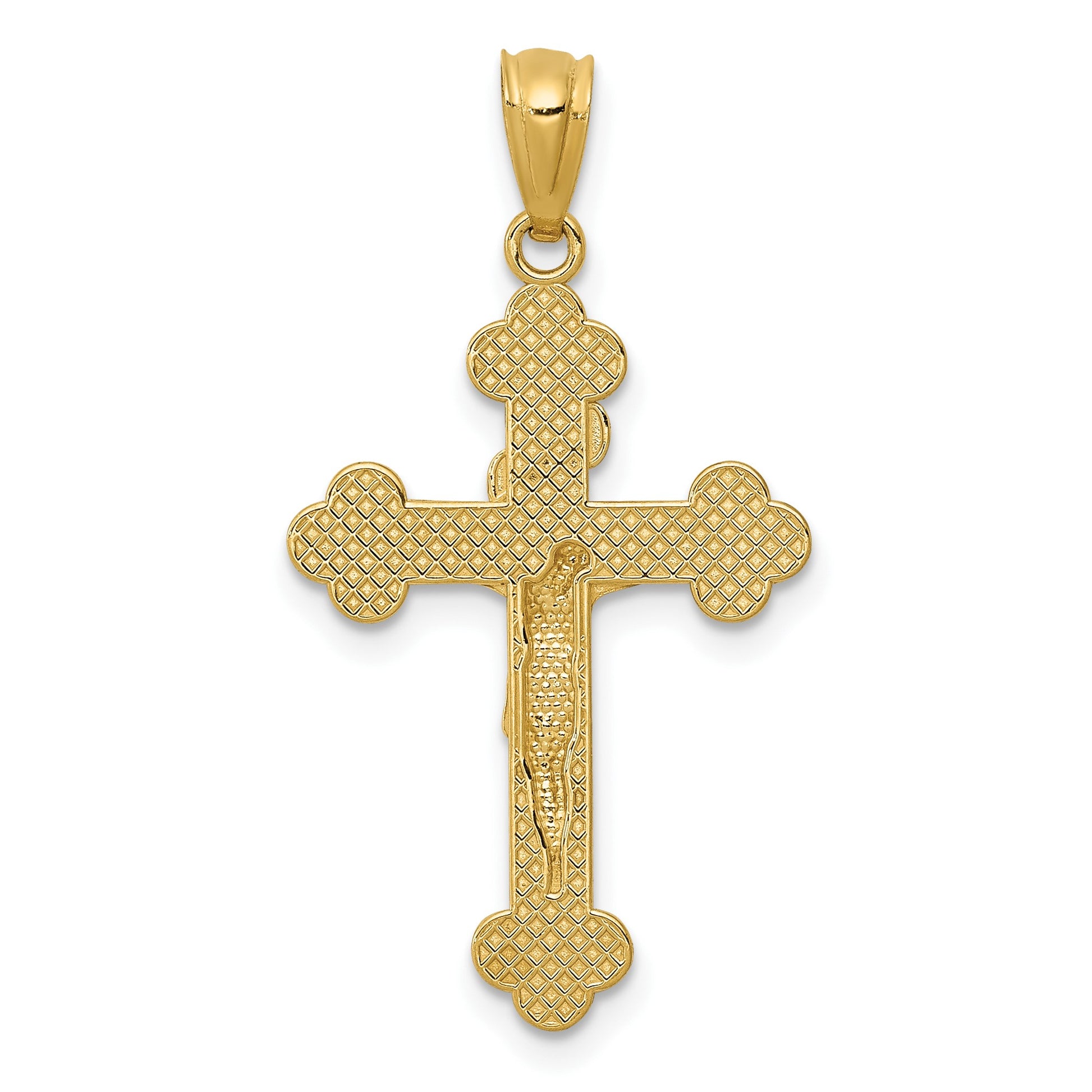 14k Gold Polished INRI Medium Crucifix Pendant