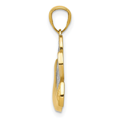 14k and White Rhodium Dove with Olive Brance Pendant