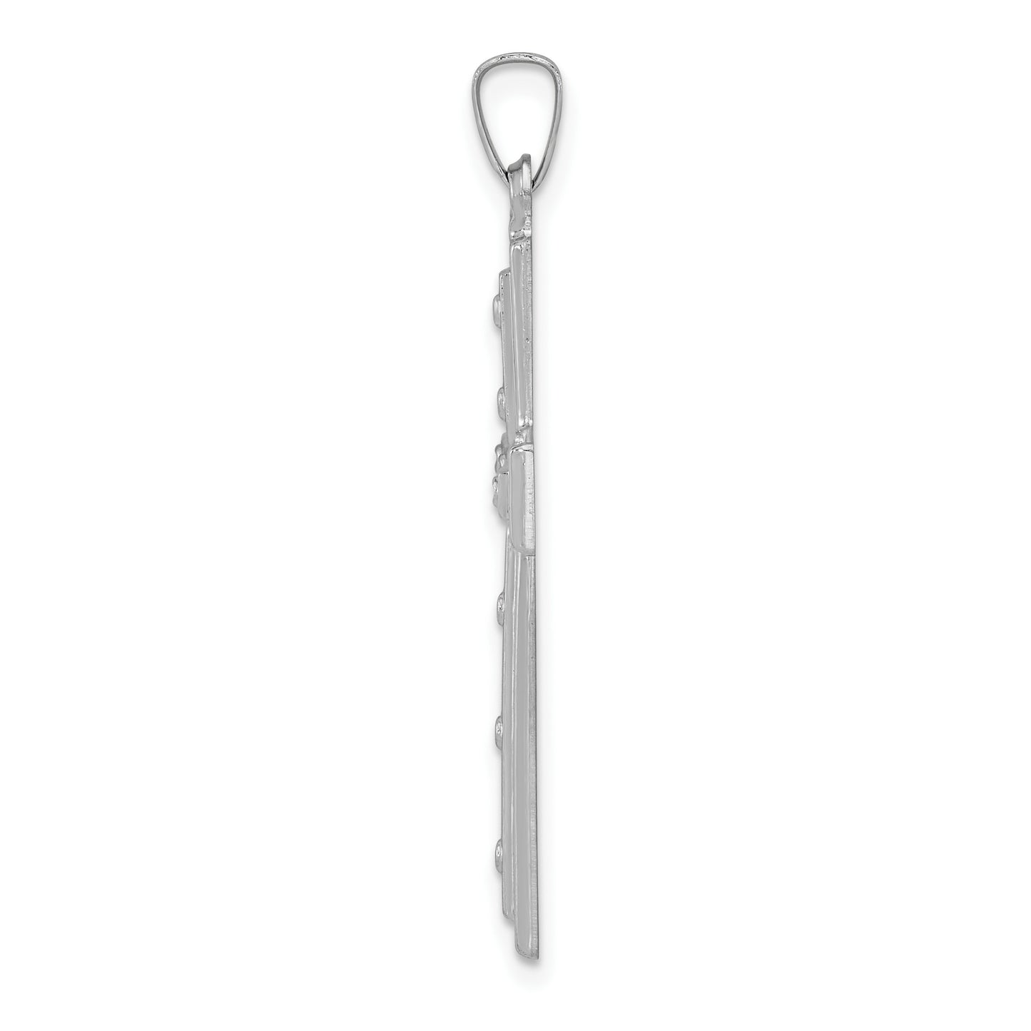 14k White Gold Polished and Satin with Dots Cross Pendant