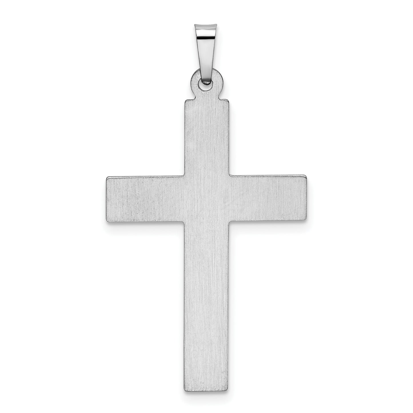 14k White Gold Polished and Satin with Dots Cross Pendant
