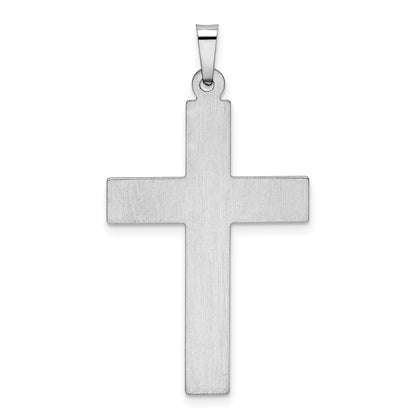 14k White Gold Polished and Satin with Dots Cross Pendant