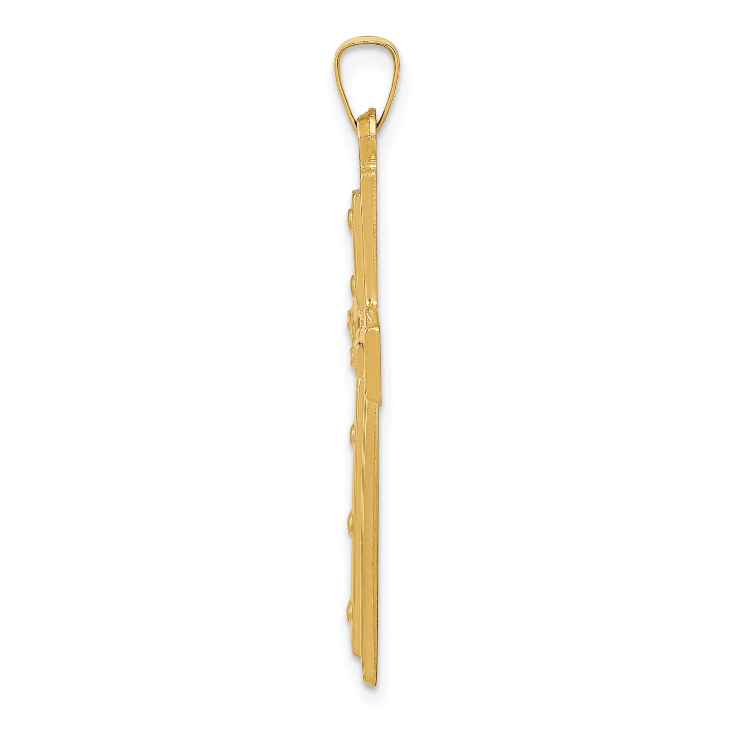 14k Polished and Satin with Dots Cross Pendant