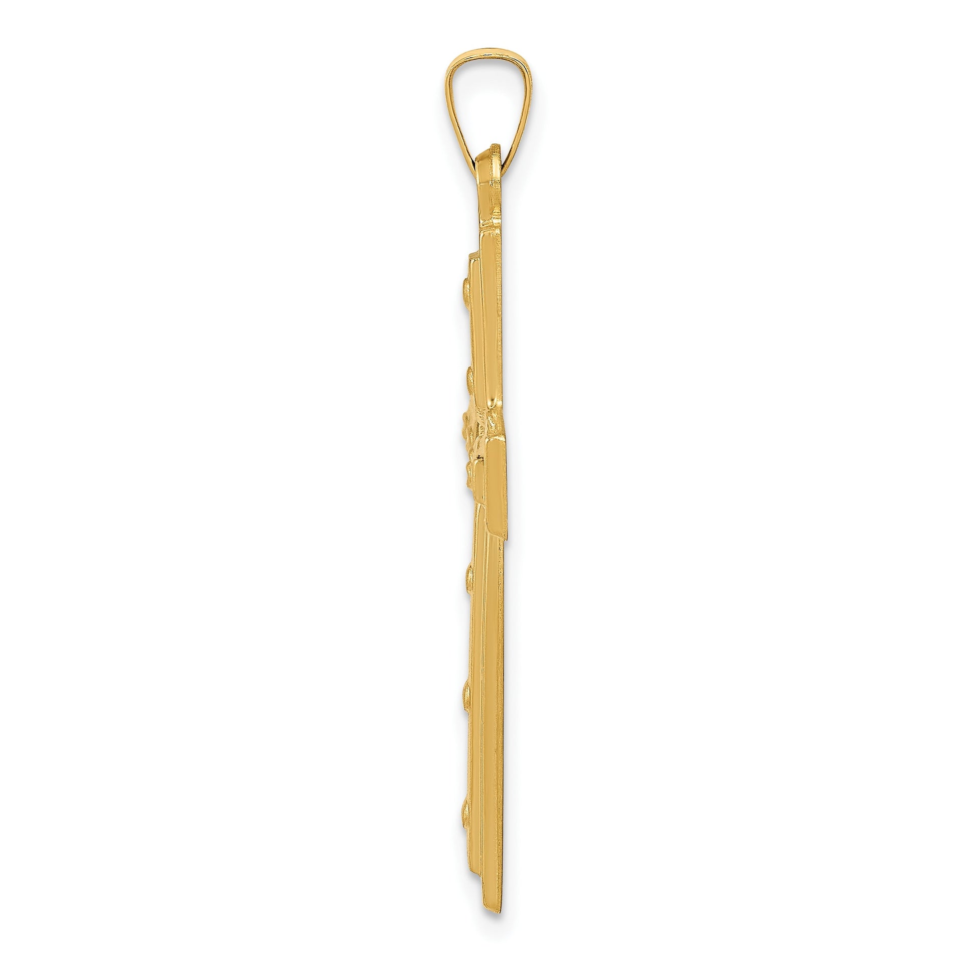 14k Polished and Satin with Dots Cross Pendant