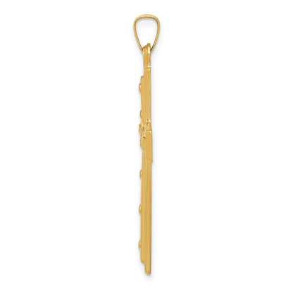 14k Polished and Satin with Dots Cross Pendant