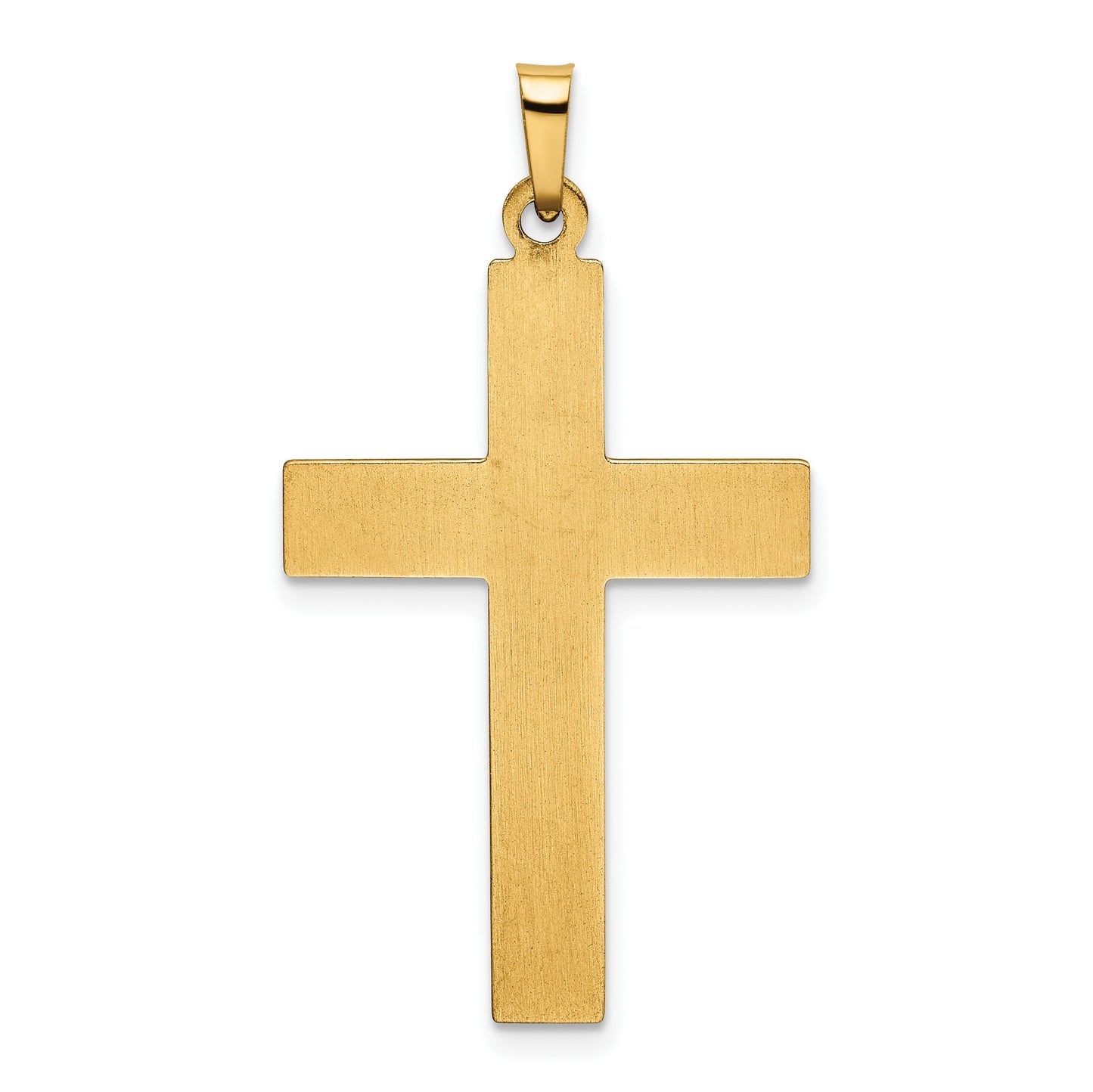 14k Polished and Satin with Dots Cross Pendant