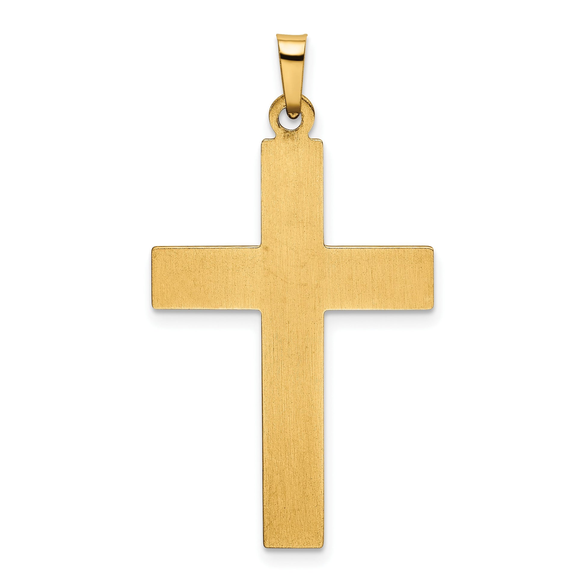 14k Polished and Satin with Dots Cross Pendant