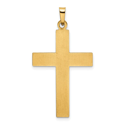 14k Polished and Satin with Dots Cross Pendant