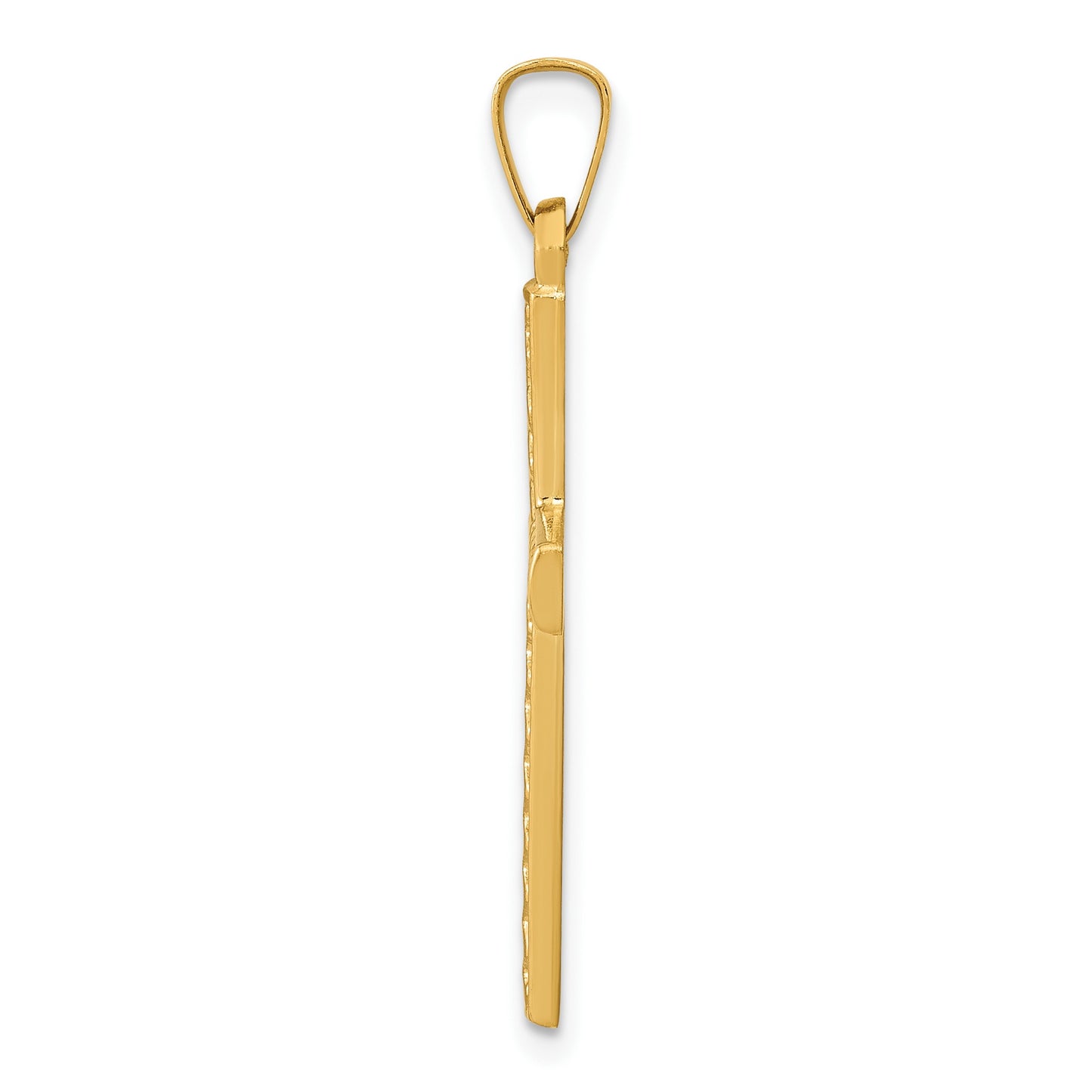 14k Polished Lattice Textured Cross Pendant