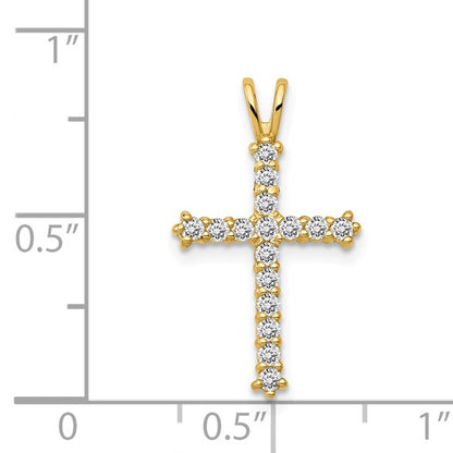 14k Polished CZ Cross Chain Slide