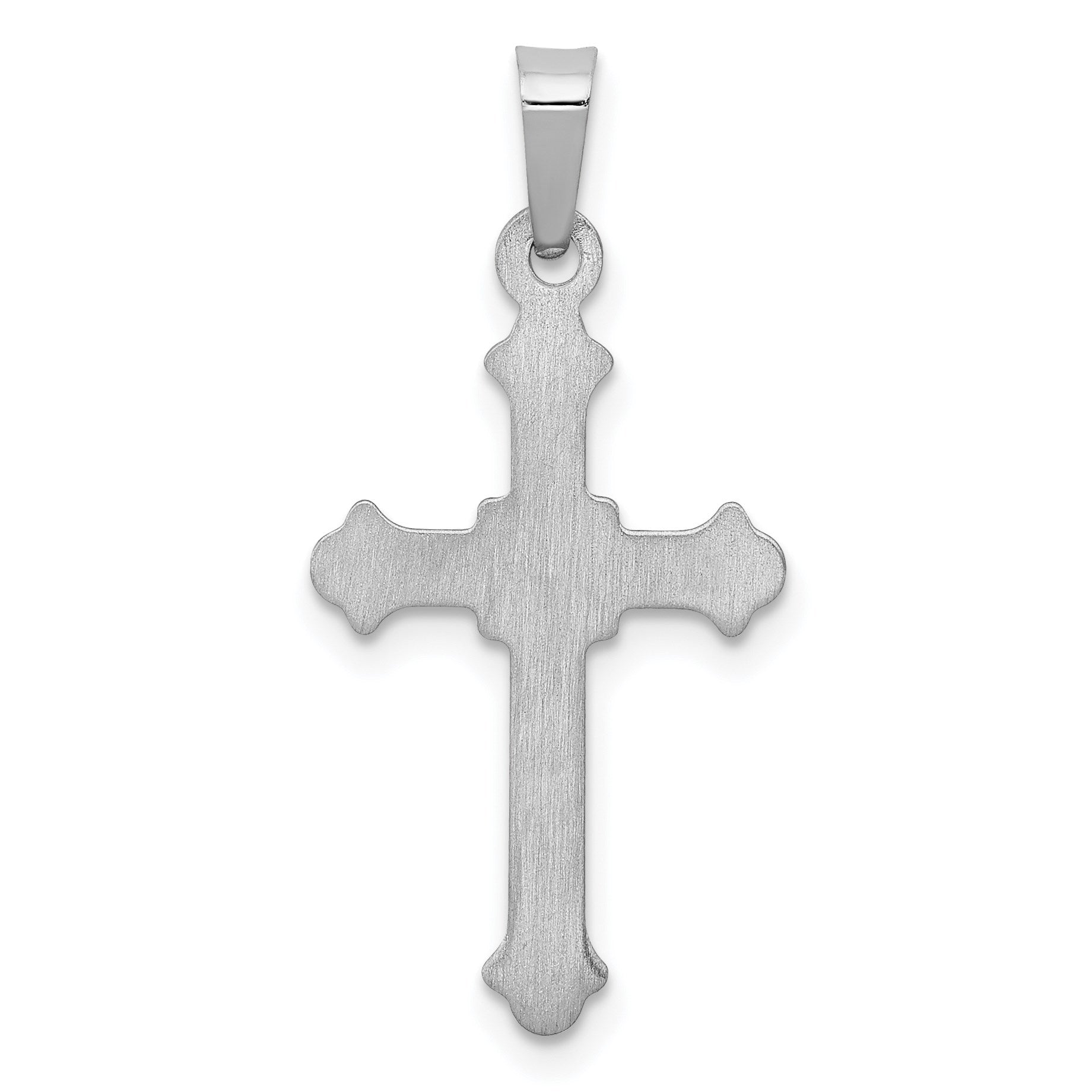 14k White Gold Polished Fleur de Lis Cross Pendant