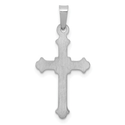 14k White Gold Polished Fleur de Lis Cross Pendant