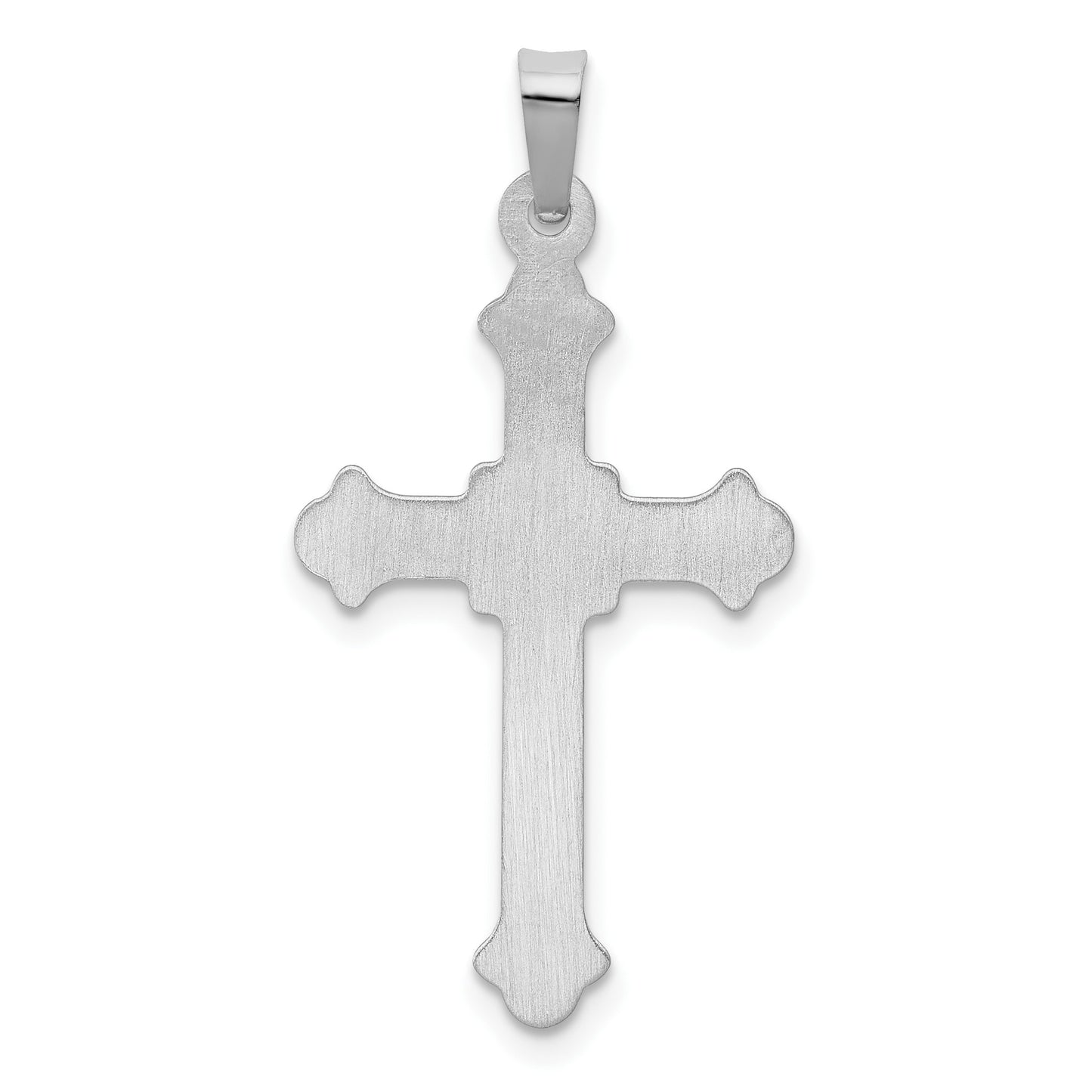 14k White Gold Polished Fleur de Lis Cross Pendant