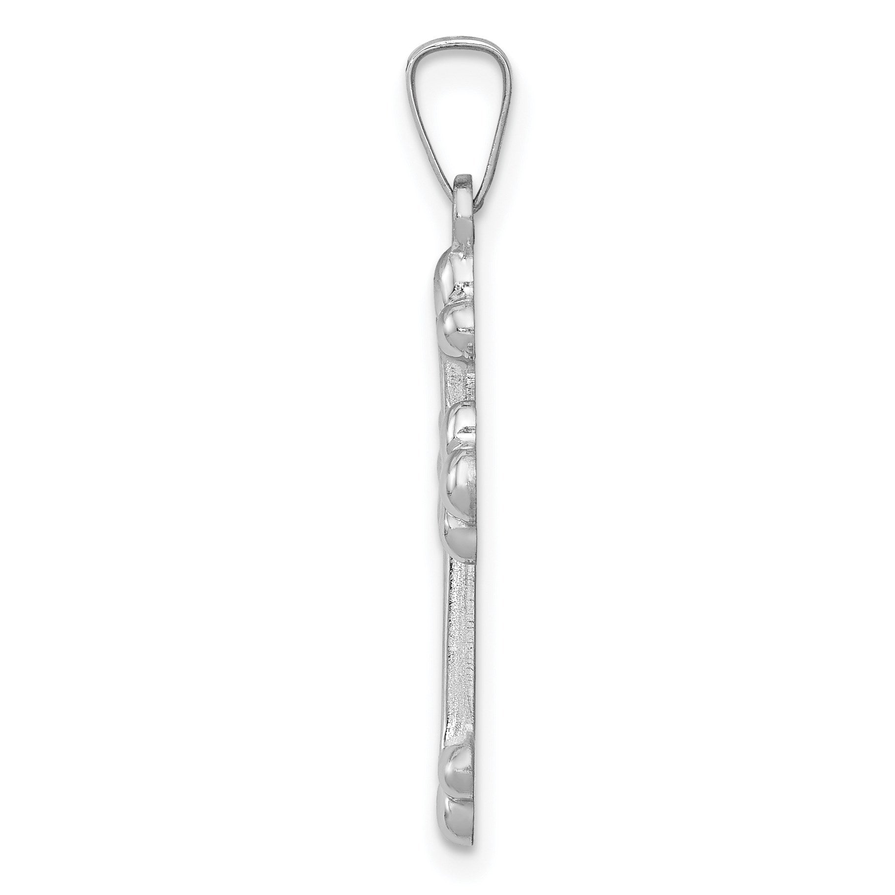14k White Gold Polished Budded Cross Pendant