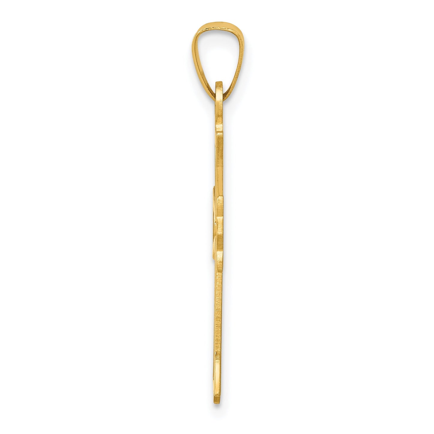 14k Polished Cut-out Fleur de Lis Cross Pendant