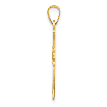 14k Polished Cut-out Fleur de Lis Cross Pendant