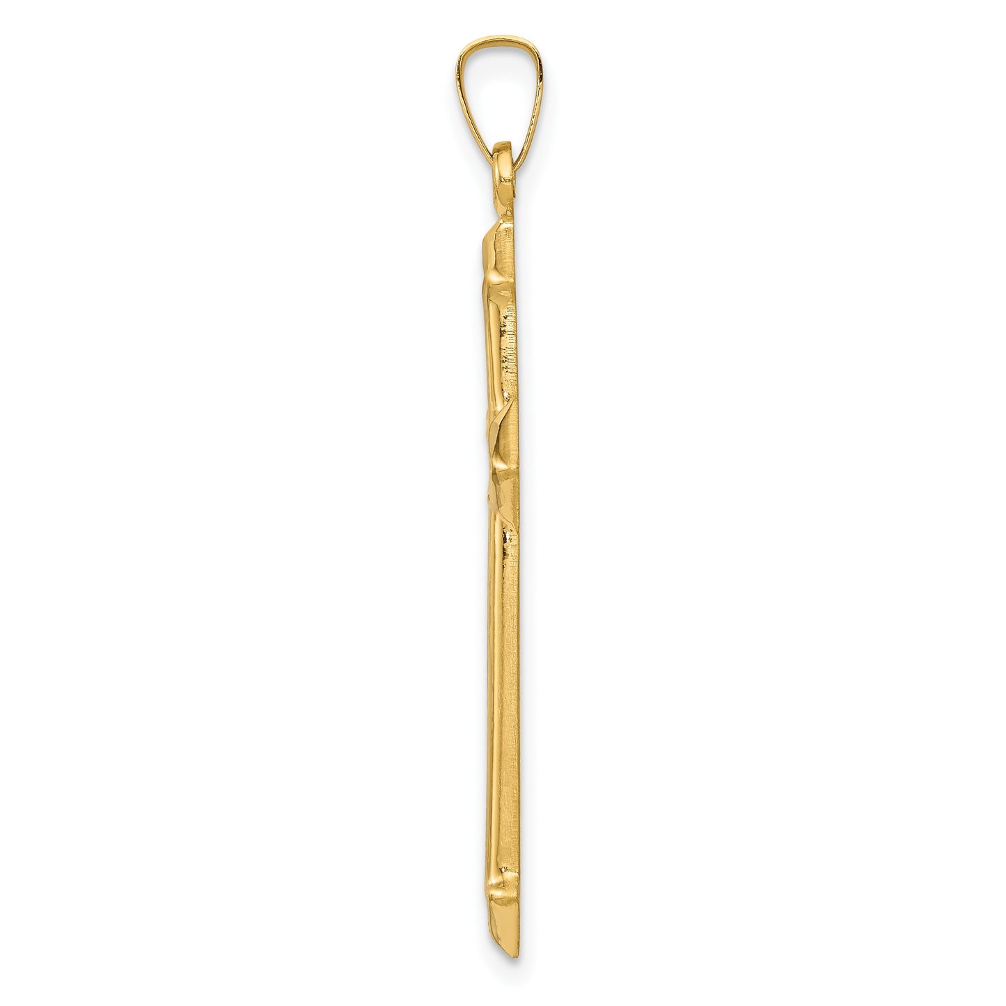 14k and White Rhodium Polished and Textured Passion Cross Pendant