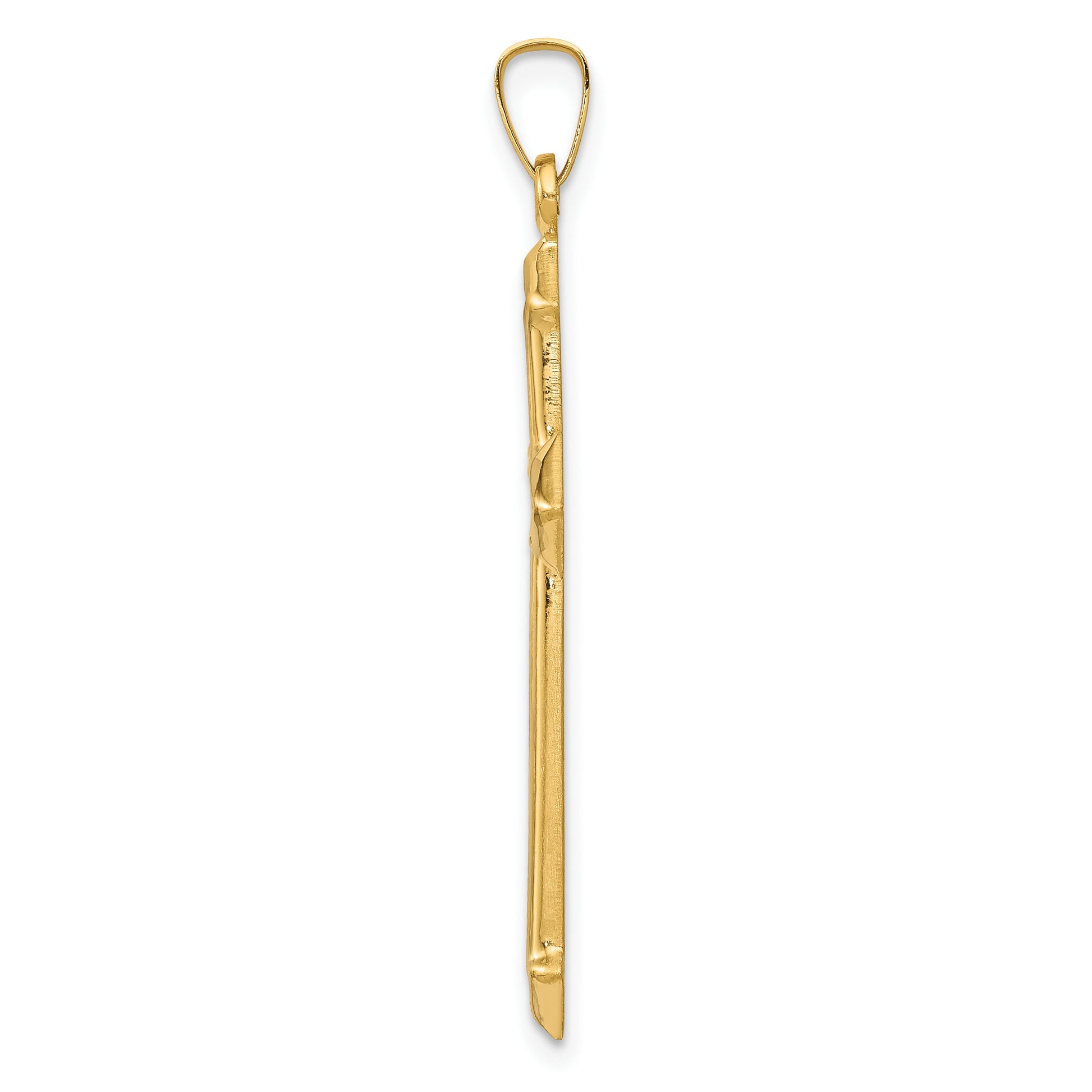 14k and White Rhodium Polished and Textured Passion Cross Pendant