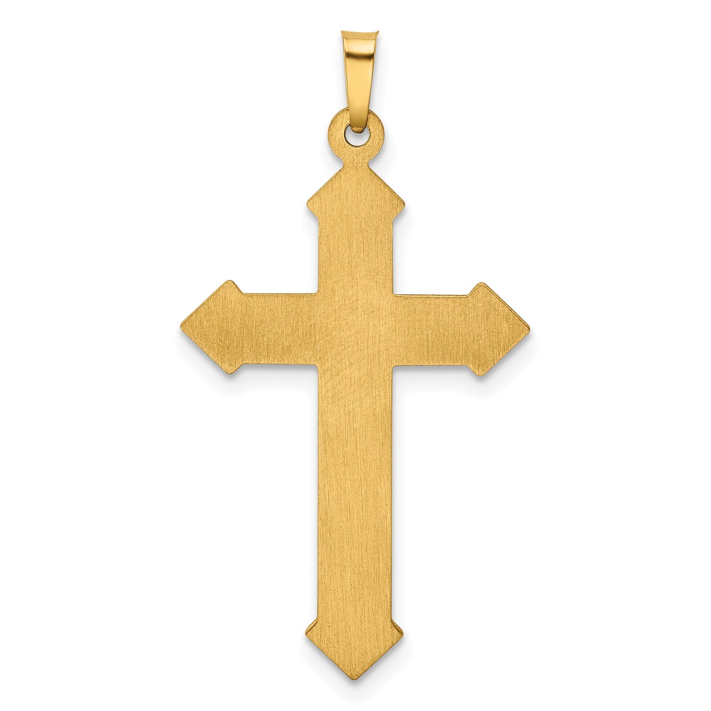 14k and White Rhodium Polished and Textured Passion Cross Pendant