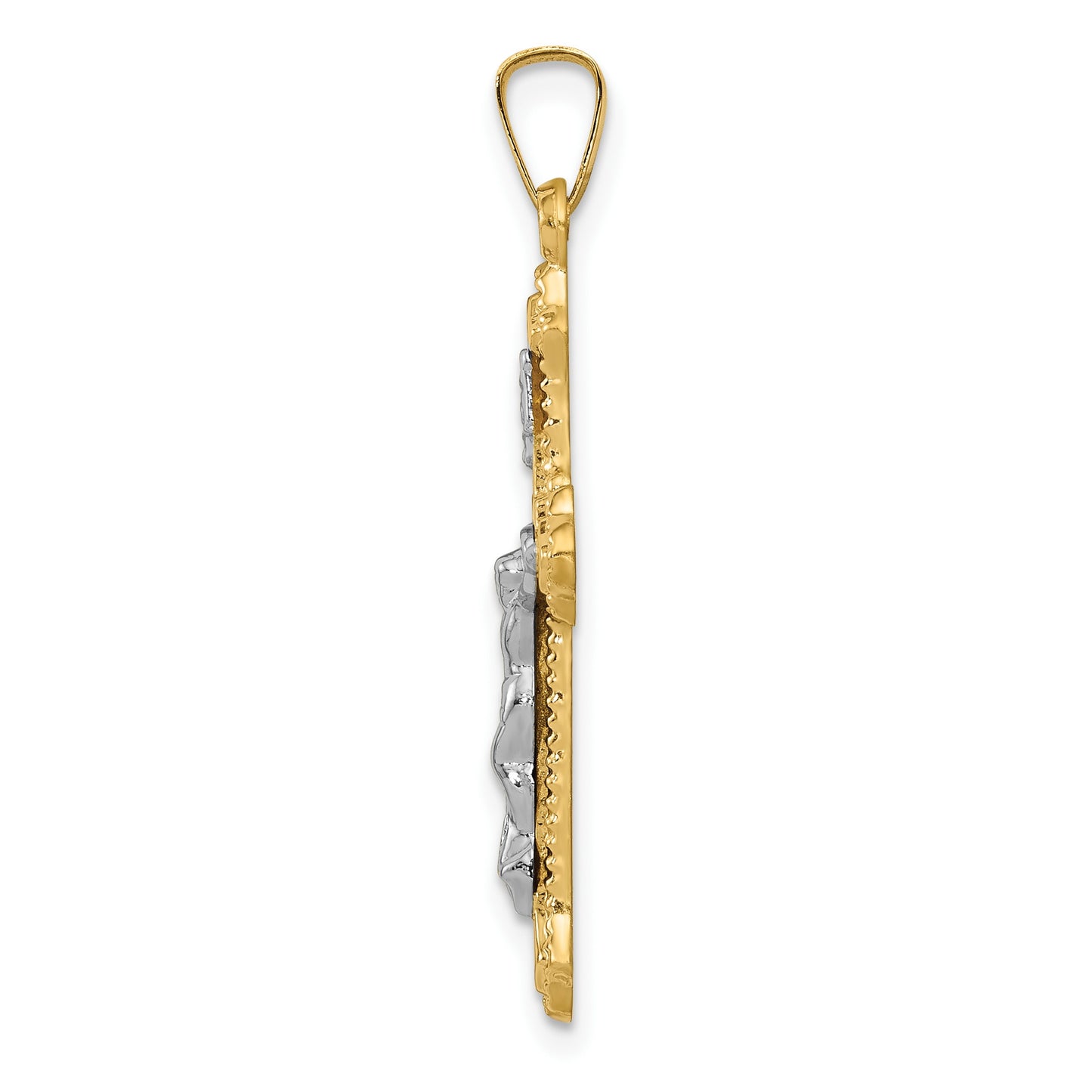 14k Two-tone Polished INRI Crucifix Pendant