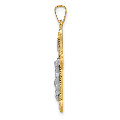 14k Two-tone Polished INRI Crucifix Pendant